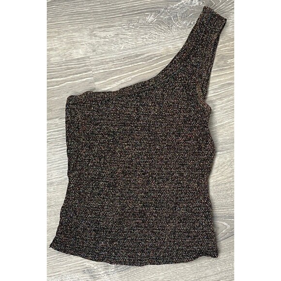 Urban Outfitters Top One Shoulder Metallic Tank XS Going Out Chic Party Festival - Picture 2 of 6